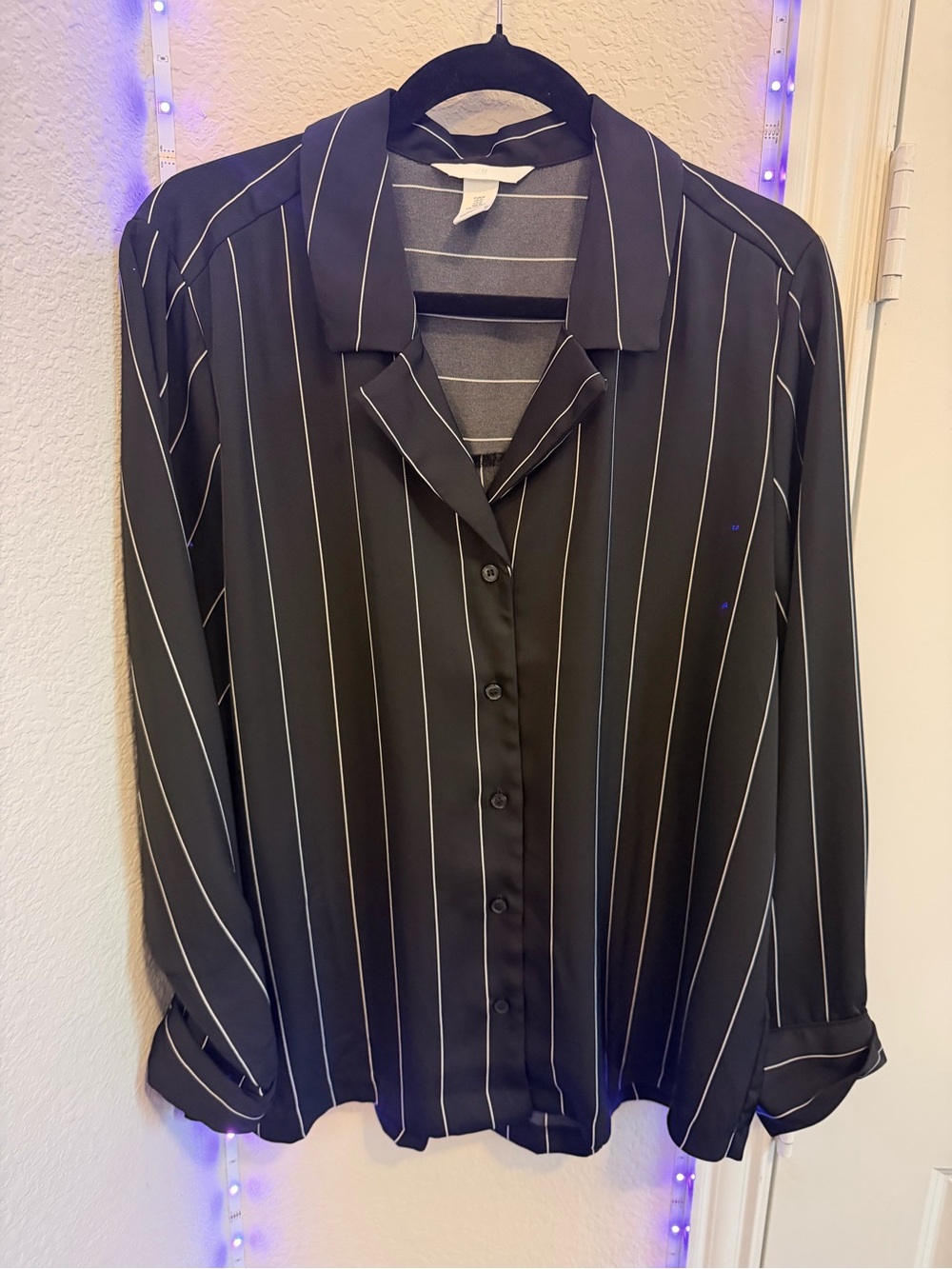H&M Black Stripe Button-Up and Pants and Shirt Women's